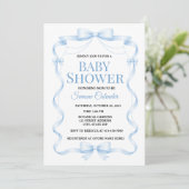 Simple Blue Baby Shower Invitation Kaart (Staand voorkant)