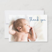 Simple Blue Baptism Baby boy foto bedankt je kaart (Voorkant)