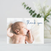Simple Blue Baptism Baby boy foto bedankt je kaart (Staand voorkant)
