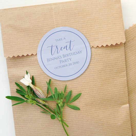 Simple Blue Birthday Calligraphy Waterverf Script Ronde Sticker