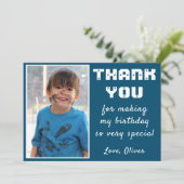 Simple Blue Birthday - dank je fotokaart Bedankkaart (Staand voorkant)