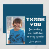 Simple Blue Birthday - dank je fotokaart Bedankkaart (Voorkant / Achterkant)