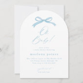 Simple Blue Bow Boys Baby shower Kaart (Voorkant)