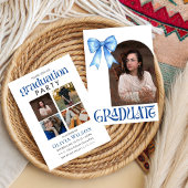 Simple Blue Bow Design Graduation with Photos Kaart