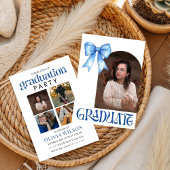 Simple Blue Bow Design Graduation with Photos Kaart
