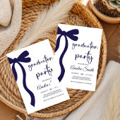 Simple  Blue Bow graduation party invitation Kaart