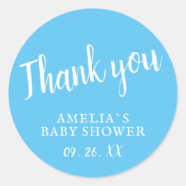 Simple Blue Boy Baby shower Bedankt Sticker