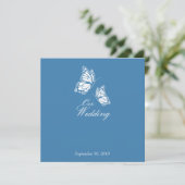 Simple Blue Butterflies Wedding Announcement 2 Kaart (Staand voorkant)