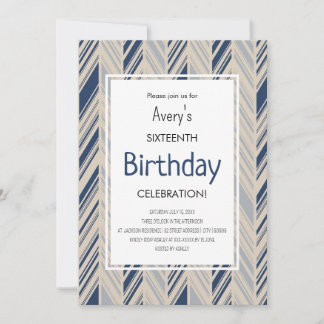 Simple Blue Chevron Birthday Kaart