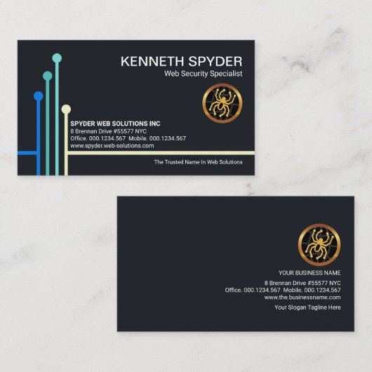 Simple Blue Circuit Board Web Designer Visitekaartje (Voorkant / Achterkant)