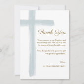 Simple Blue Cross Baptism  Bedankkaart (Voorkant)