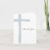 Simple Blue Cross Baptism Folded  Bedankkaart (Voorkant)