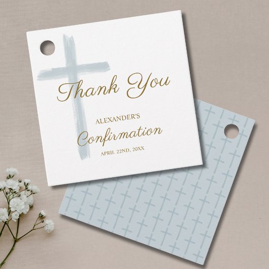 Simple Blue Cross Confirmation Thank You Bedankjes Labels