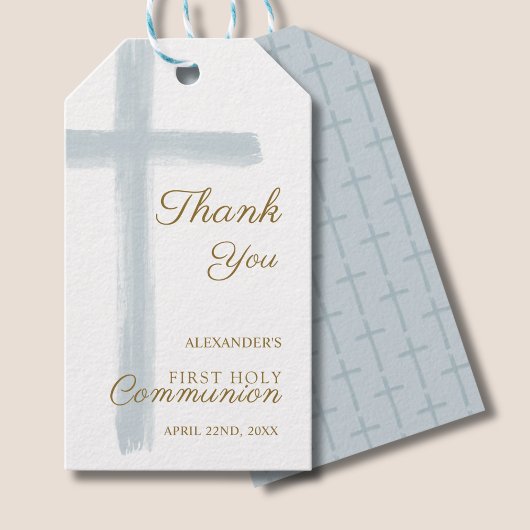 Simple Blue Cross Thank You First Holy Communion Cadeaulabel