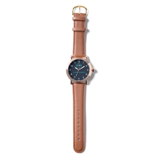 Simple Blue elegant Monogram Horloge (Bandje)