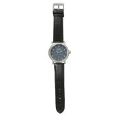 Simple Blue elegant Monogram Horloge (Vlak)