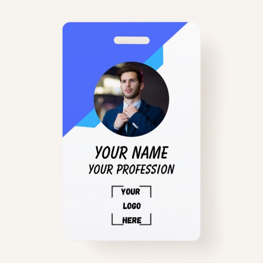 Simple Blue Employee ID Badge (Voorkant)