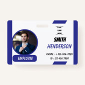 Simple Blue Employee ID Badge (Voorkant)