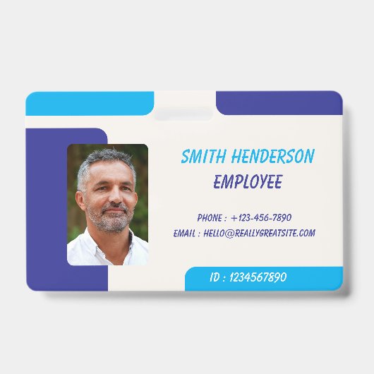 Simple Blue Employee ID Badge (Voorzijde)