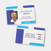 Simple Blue Employee ID Badge (Voor- en achterkant)