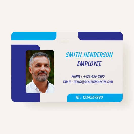 Simple Blue Employee ID Badge (Voorkant)