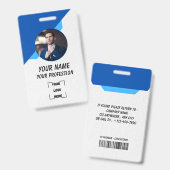 Simple Blue Employee ID Badge (Voor- en achterkant)