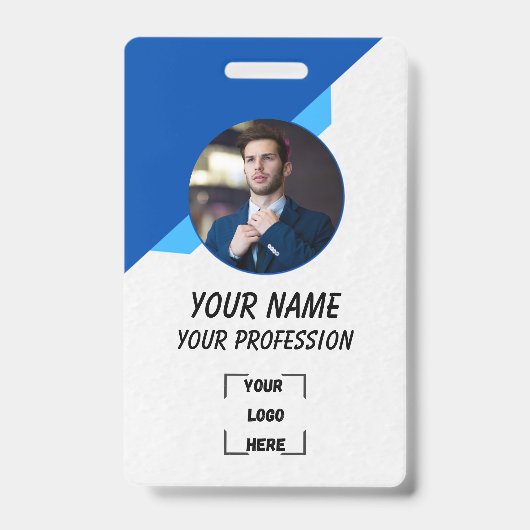 Simple Blue Employee ID Badge (Voorzijde)