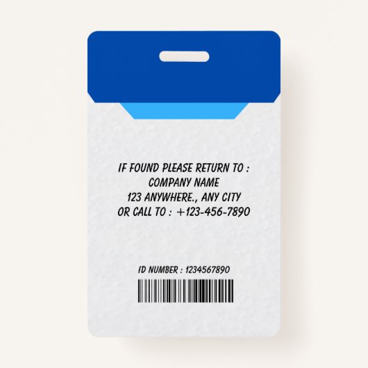 Simple Blue Employee ID Badge (Achterkant)