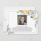 Simple Blue Floral Foto Funeral Dank je Bedankkaart (Voorkant)