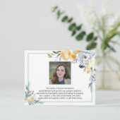 Simple Blue Floral Foto Funeral Dank je Bedankkaart (Staand voorkant)