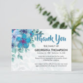 Simple Blue Floral Funeral Bedankkaart (Staand voorkant)