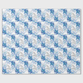 Simple Blue Floral Mr & Mrs Wedding Cadeaupapier (Vlak)
