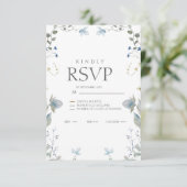 Simple Blue Floral RSVP Card (Staand voorkant)