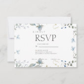 Simple Blue Floral RSVP Card (Voorkant)