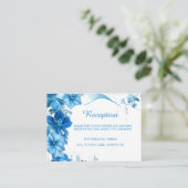 Simple Blue Floral Wedding ReceptionEnclosure Card Informatiekaartje (Staand voorkant)