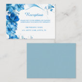 Simple Blue Floral Wedding ReceptionEnclosure Card Informatiekaartje (Voorkant / Achterkant)