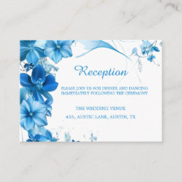 Simple Blue Floral Wedding ReceptionEnclosure Card Informatiekaartje