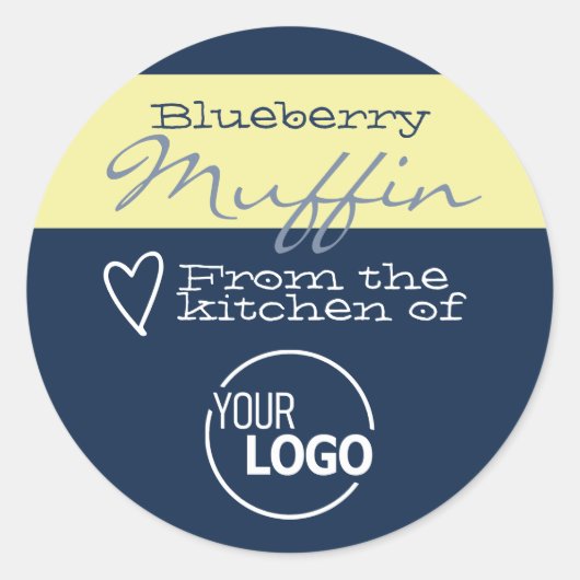 Simple Blue Food Cake Cookie Labels Calligraphy (Voorkant)