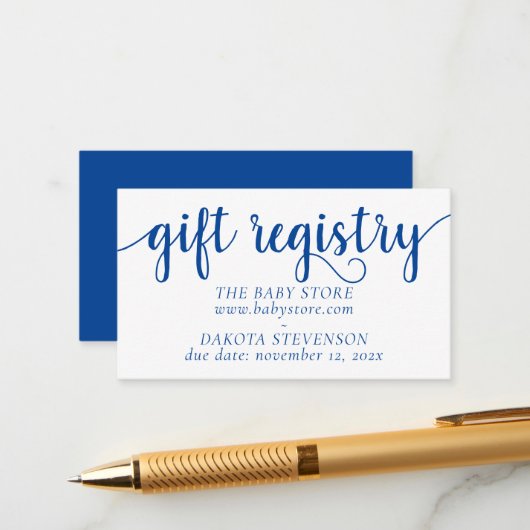 Simple Blue Gift Registry | Cerulean Any Event Informatiekaartje (Voorkant / Achterkant in situ)