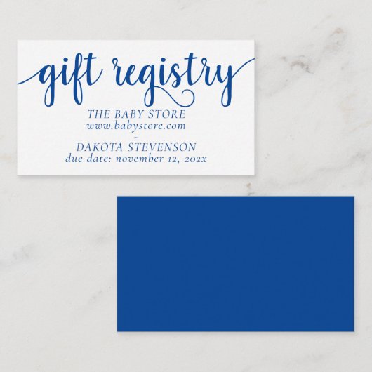 Simple Blue Gift Registry | Cerulean Any Event Informatiekaartje (Voorkant / Achterkant)