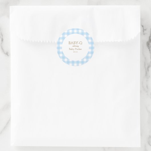 Simple Blue Gingham Baby Shower Sticker (Tas)