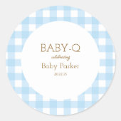 Simple Blue Gingham Baby Shower Sticker (Voorkant)