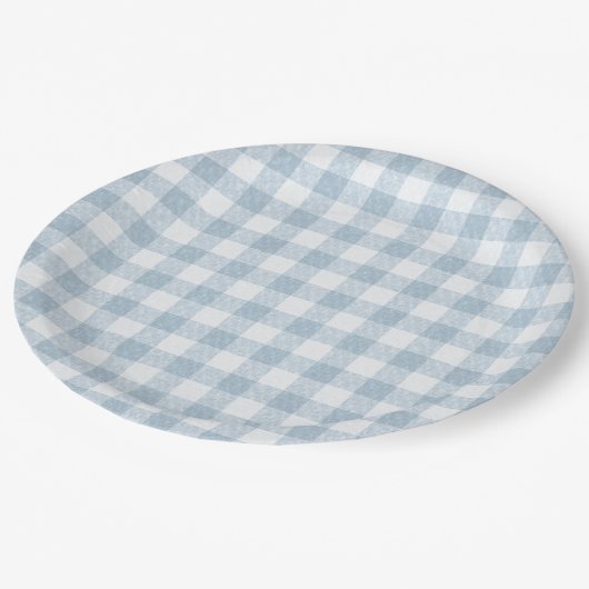Simple Blue Gingham Papieren Bordje (Gekanteld)