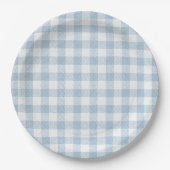 Simple Blue Gingham Papieren Bordje (Voorkant)