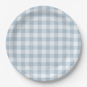 Simple Blue Gingham Papieren Bordje