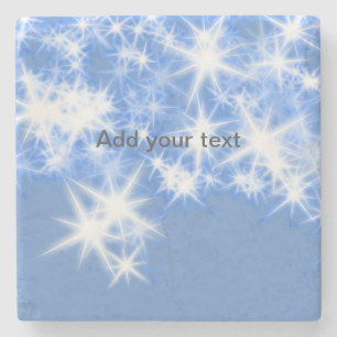 Simple blue glitter sparkle stars add your text stenen onderzetter