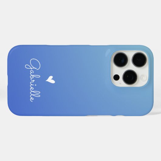 Simple Blue Gradient Heart Minimal Script Name Case-Mate iPhone Case (Achterkant (horizontaal))