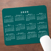 Simple Blue-Green and White 2026 Calendar Muismat