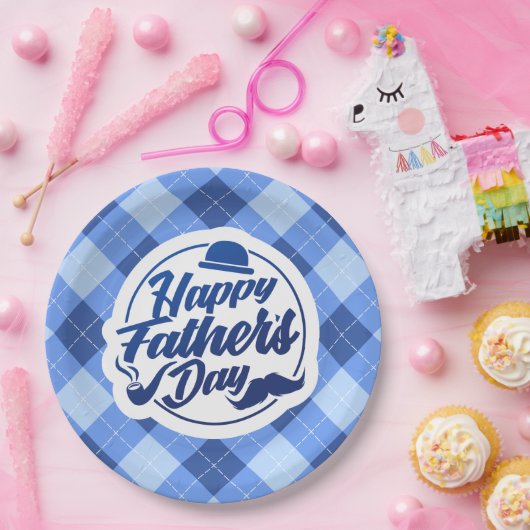 Simple Blue Happy Vaderdag | Bord papier (Feest)