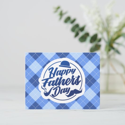 Simple Blue Happy Vaderdag | BRIEFKAART (Staand voorkant)